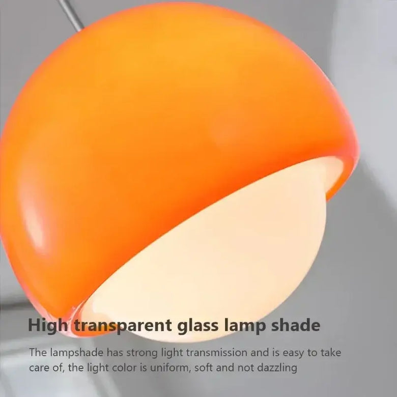 Glossy Dome Pendant Light in Orange, Beige & Red