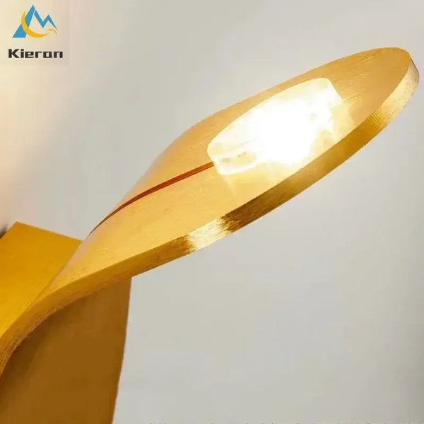 Wall Lamp: Mid-Century Modern Japanese Style with minimalistic leaf design, showcasing LED light.