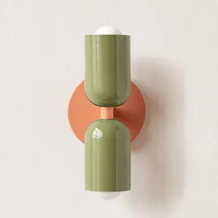 Classic Midcentury Modern Wall Lamp (10x25cm) with green and orange design for stylish room lighting.