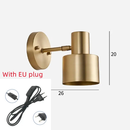 Gold Wall Mounted Spot in Brass and Black Colours with EU plug and sleek design.