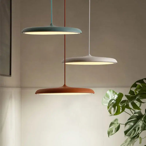 Nordic Minimalist Disc Pendant Light | Orange, Pink, Blue, Green