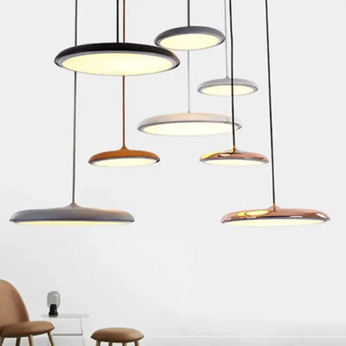 Nordic Minimalist Disc Pendant Light | Orange, Pink, Blue, Green