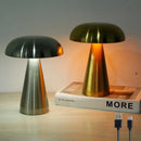 Touch Dimming Rechargeable USB Metallic Table Lamp in silver and gold, showcasing adjustable brightness and modern design.