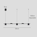 Hanging Minimalism Lights dimensions showing adjustable height with 150cm and sleek design for modern interiors.