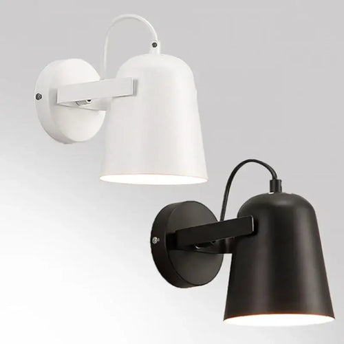 Nordic Bell Bedside Wall Lamp showcasing white and black bell-shaped designs for stylish lighting solutions.