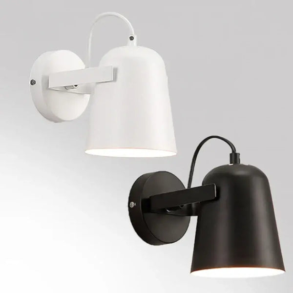 Nordic Bell Bedside Wall Lamp showcasing white and black bell-shaped designs for stylish lighting solutions.