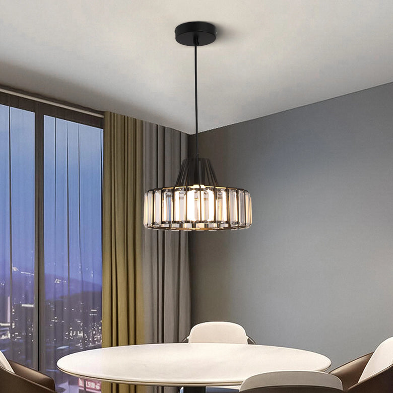 Drum Prism Pendant Light, Modern Glam - Black or Gold