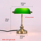 Chic Retro Desk Lamp - Green Lampshade, Portable