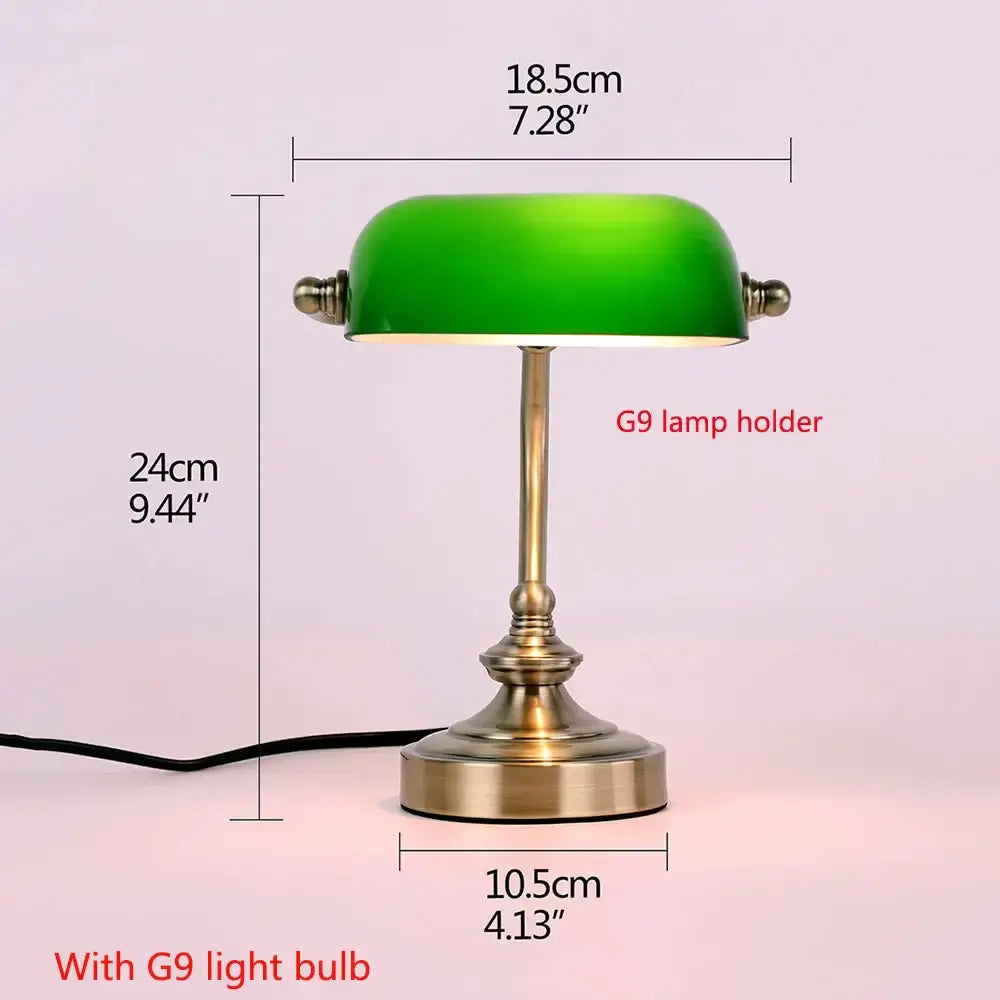Chic Retro Desk Lamp - Green Lampshade, Portable