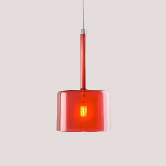 Red variant of Neo Transparent Scandinavian Light Fixture with chic design and dimmable function for modern home lighting.