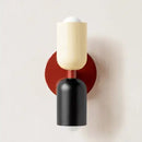 Classic Midcentury Modern Wall Lamp (10x25cm) with beige and black design on red base for stylish lighting.