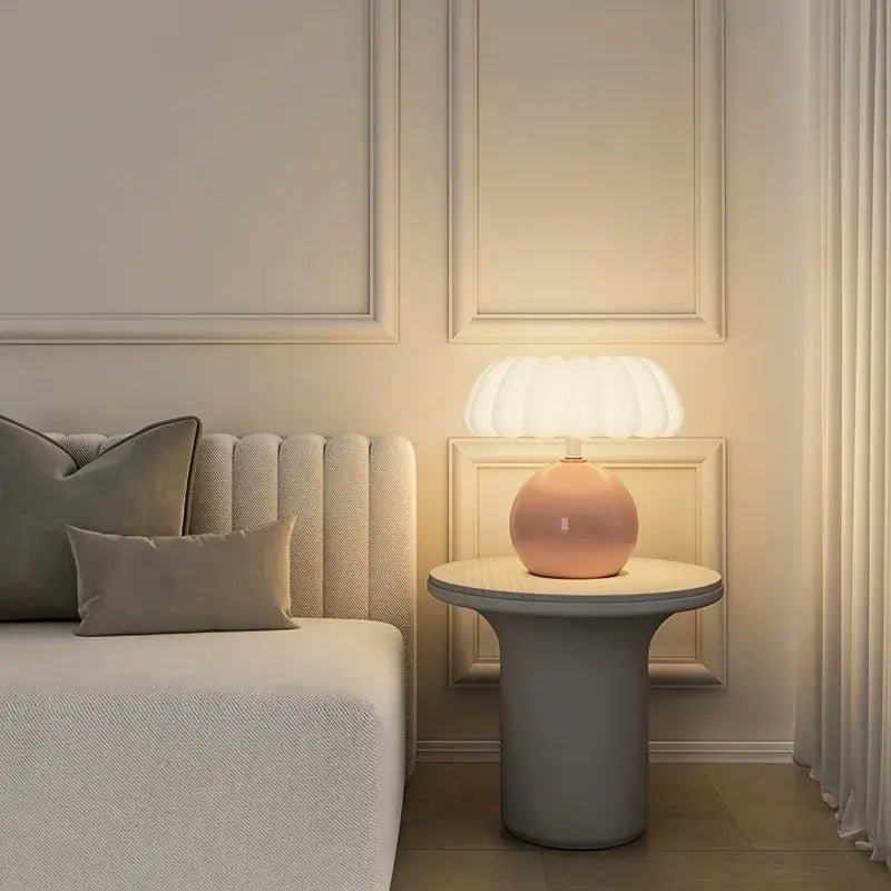 French Style Cloud Mushroom Table Lamp – Dimmable, Ivory or Blush Pink