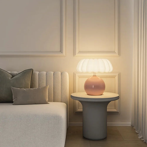 French Style Mushroom Table Lamp, Dimmable & Cordless