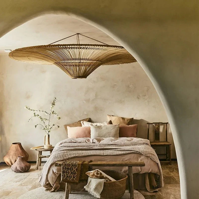 Vintage Designer Rattan Pendant Light