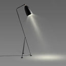 Danish Designer Grasshopper Floor Lamps in black, showcasing stylish and retro mid-century design.