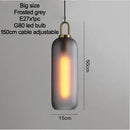 Grey Frosted Sphere Glass Hanging Lamp with adjustable cable and E27 LED bulb, perfect for any room's decor.