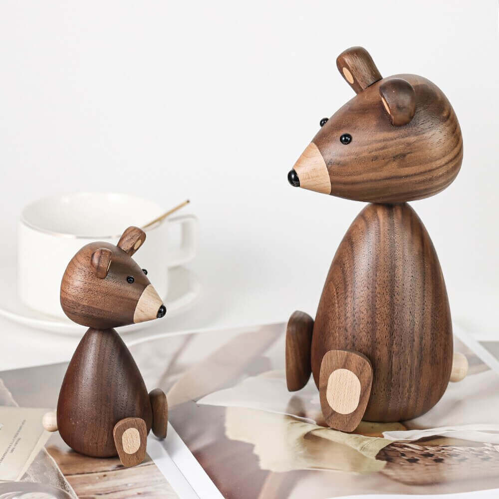 Decor, Decor, Decor, Danish Wooden Brown Bear Family Ornaments