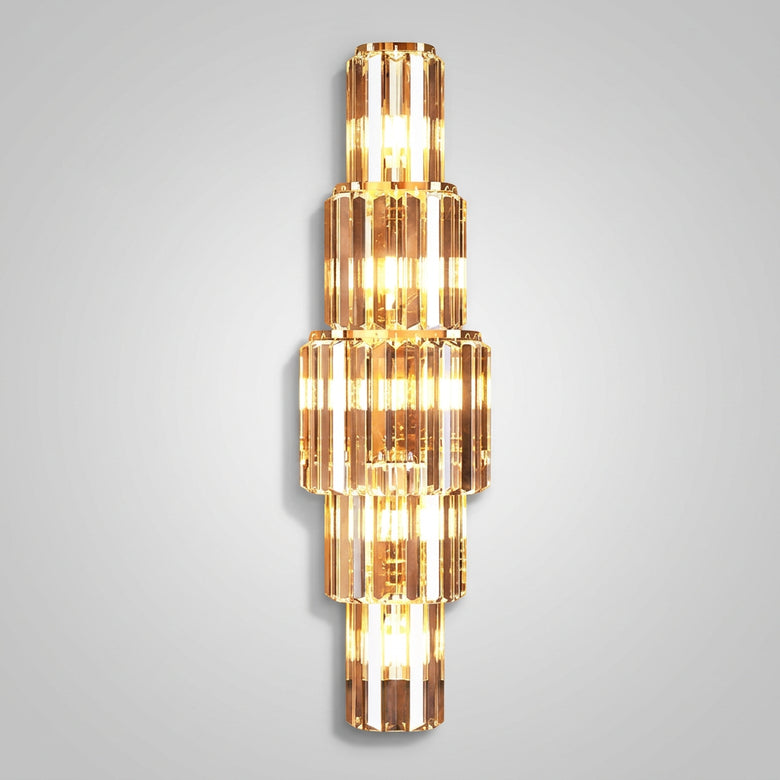 Hero, Luxurious Crystal wall light on a grey wall.