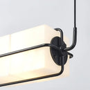 White Glass & Metal Art Deco Chandelier with elegant white glass and metal design.