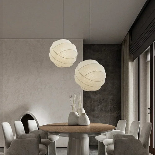 Japanese Silk Fabric Pendant Light in White