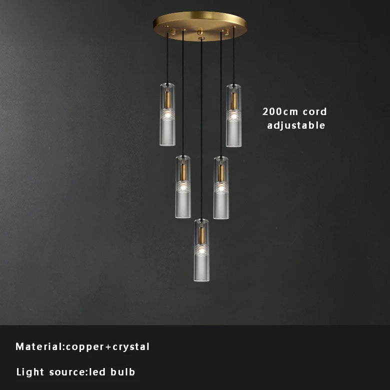 Crystal Glass Pendant Light with Copper Detail - Several Designs