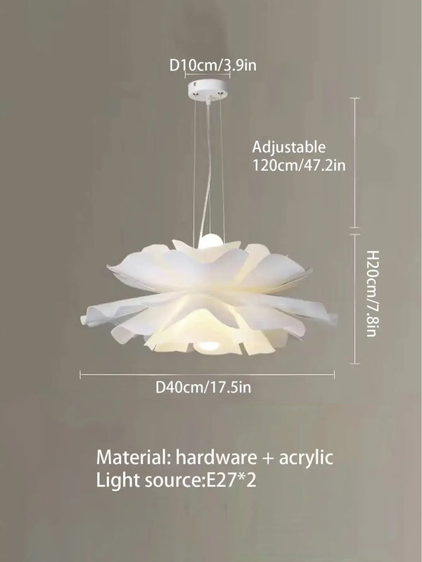 Nordic Simple Chandelier with adjustable height and elegant flower design, made of hardware and acrylic.