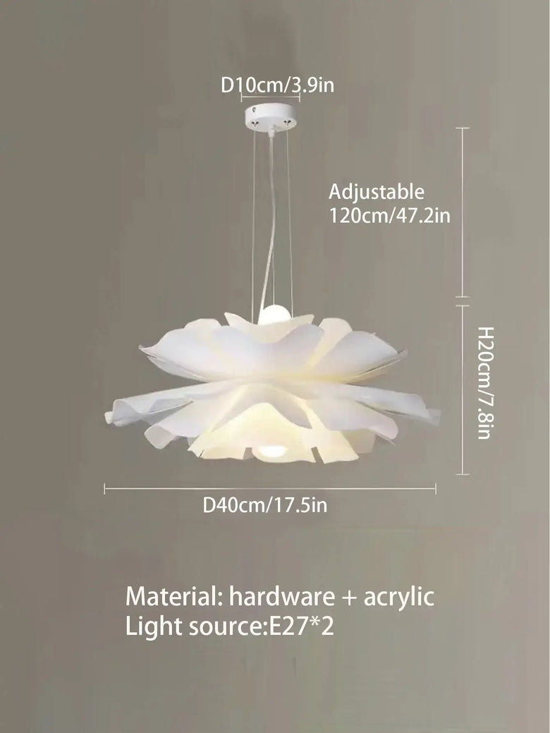Nordic Simple Chandelier with adjustable height and elegant flower design, made of hardware and acrylic.