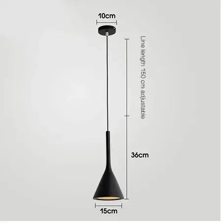 Funnel pendant light with a slim neck and matte shade, view 8