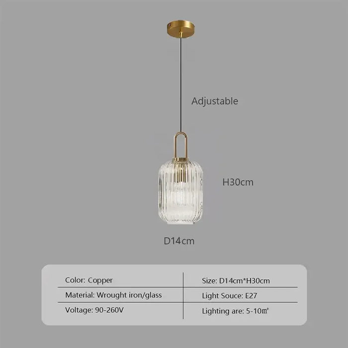 Pendant Light: Modern Nordic Glass Hanging Lighting Fixtures with adjustable copper and glass design.