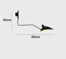 Swing Arm Nordic Loft Wall Lamp dimensions showing 40cm height and 60cm width, black design for stylish indoor lighting.