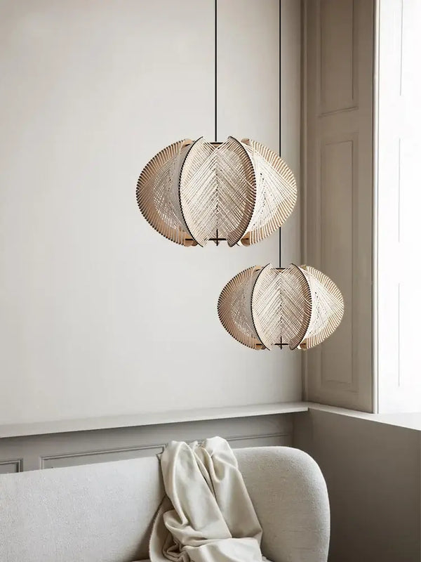 Nordic Spider Web Pendant Light inspired by the 70s! with natural rattan design, perfect for modern interiors.