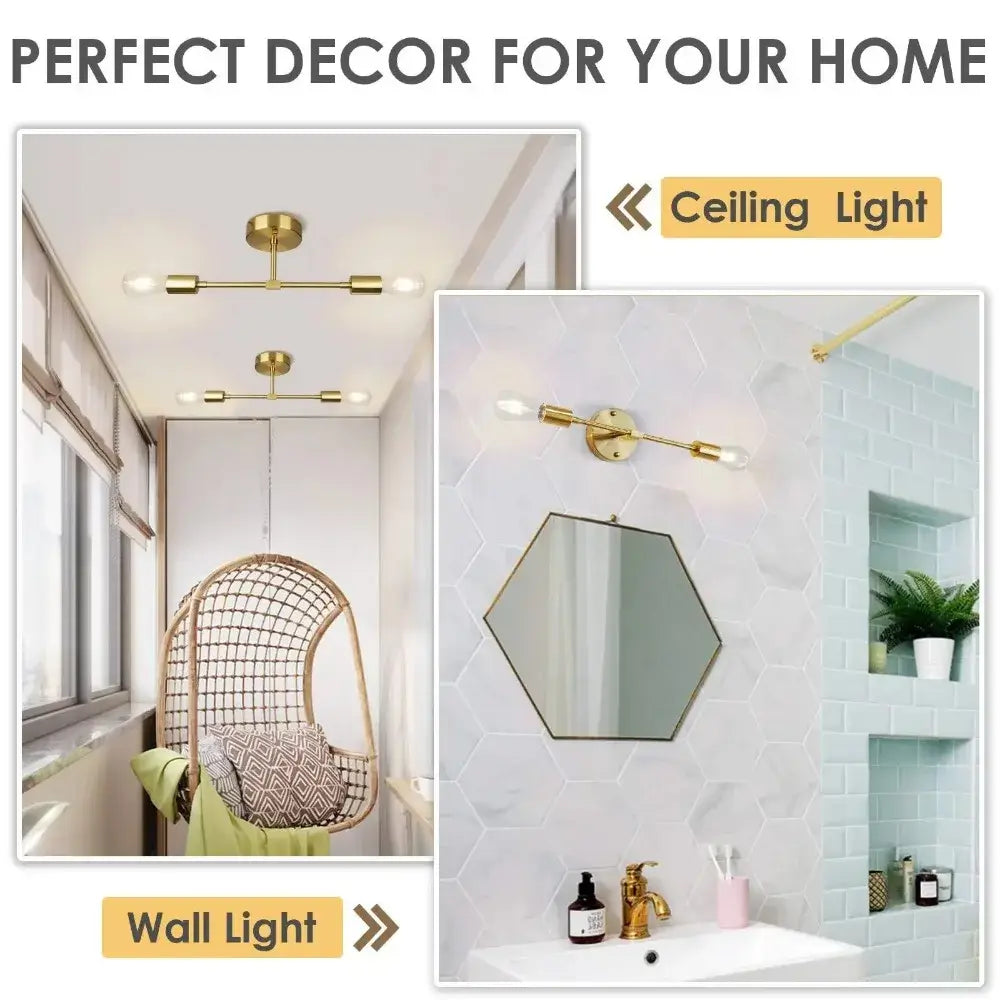 Double Wall Lights - Modern Brushed Brass Design