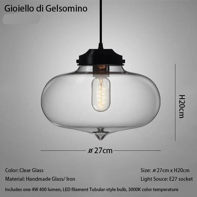 Nordic Mouth-Blown Glass with LED Filament Pendant Light