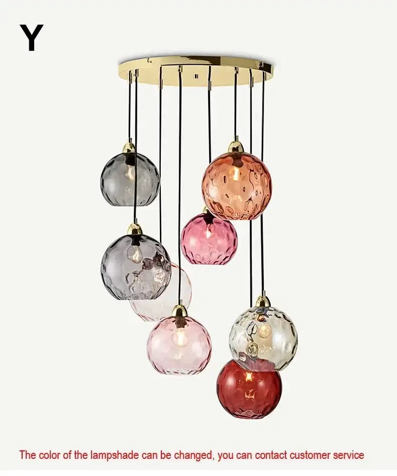 Delicious Lollipop Modern Pendant Light featuring colorful glass balls and sleek iron finish.