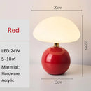 Mushroom LED USB Table Lamp in Pink – Soft Glow Bedside Lighting with a charming red design.