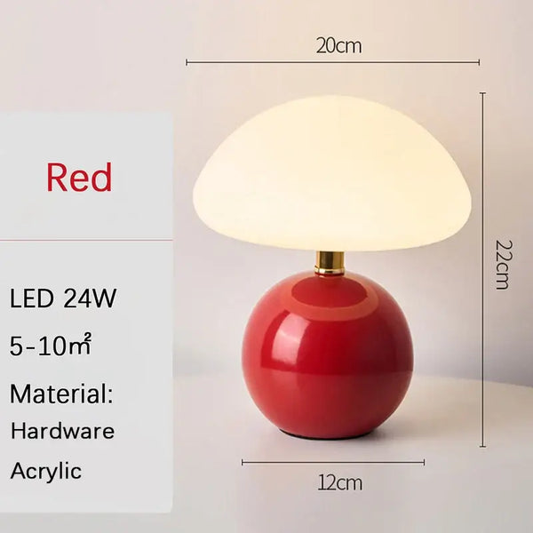 Mushroom LED USB Table Lamp in Pink – Soft Glow Bedside Lighting with a charming red design.