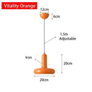 60s Scandinavian Style Kitchen Pendant Lamp showcasing orange design dimensions and adjustable feature.