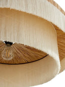 French Retro Grand Fringe Pendant Light – 80cm Vintage Beige Statement Chandelier with layered fringe design.