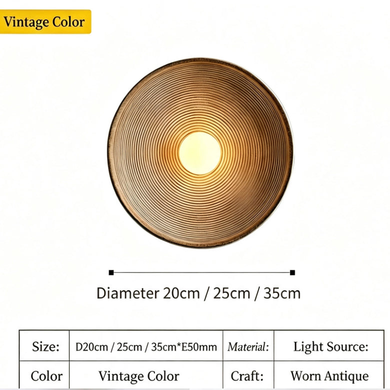 Circular Resin Wall Light with Grooved Finish