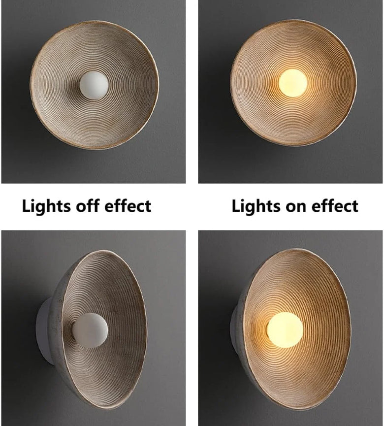 Circular Resin Wall Light with Grooved Finish