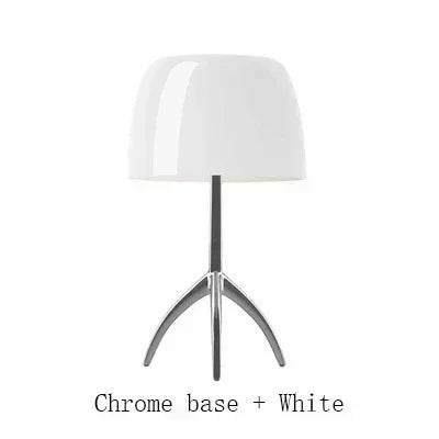 Mid-Century Chrome Tripod Table Lamp with Glossy Dome Shade