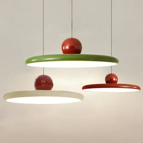 Modern Minimalist Pendant Lamp – Elegant Bedside & Dining Room Lighting in cream, red, and green colors.