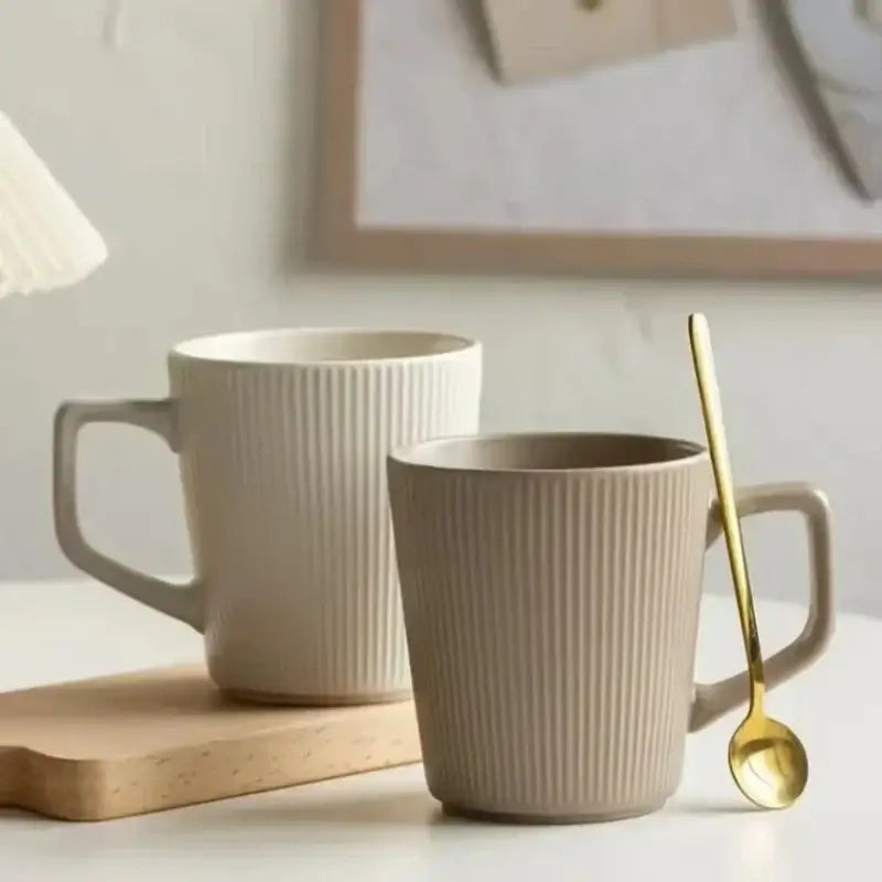 Nordic Matte Striped Ceramic Mug 500ml