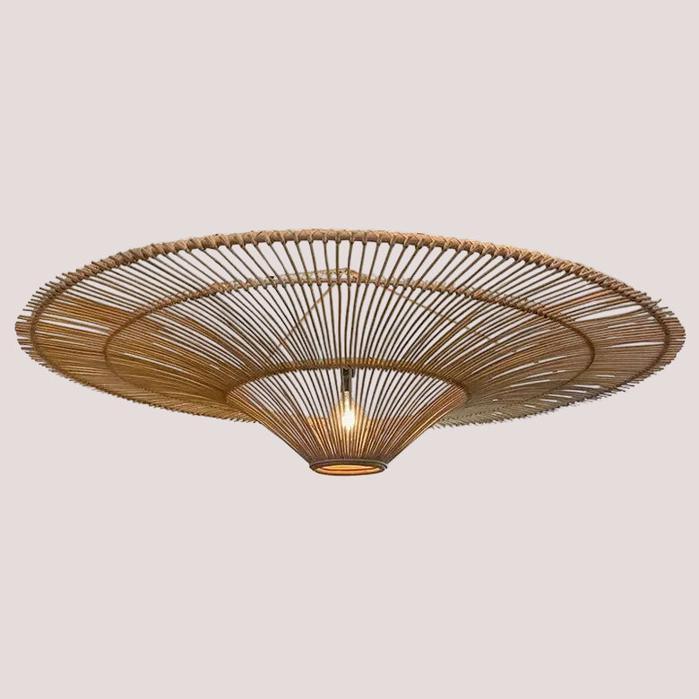 Vintage Designer Rattan Pendant Light showcasing handmade elegance and customizable lighting options.