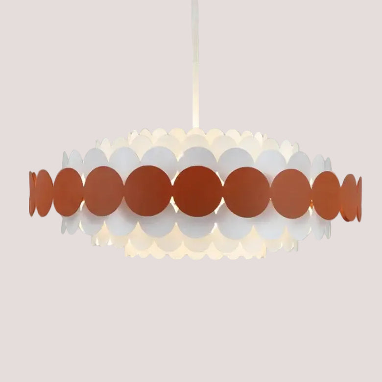 Vintage Mid-century modern Iconic Chandelier in unique design with red and white accents for stylish interiors.