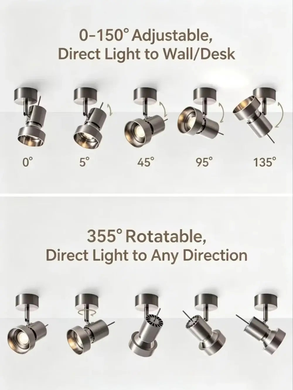 Led Surface Mounted Spotlights Stainless Steel Ceiling Lights Household High Color Rendering Embedded Lighting