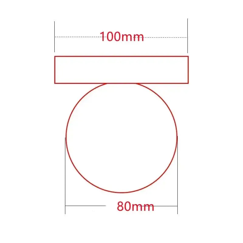 Dimensions diagram of the Colourful Macaron wall lamp showing a 100mm width and 80mm diameter.