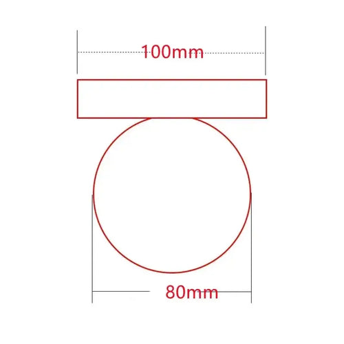 Dimensions diagram of the Colourful Macaron wall lamp showing a 100mm width and 80mm diameter.