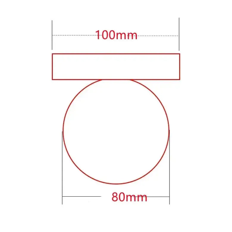 Dimensions diagram of the Colourful Macaron wall lamp showing a 100mm width and 80mm diameter.