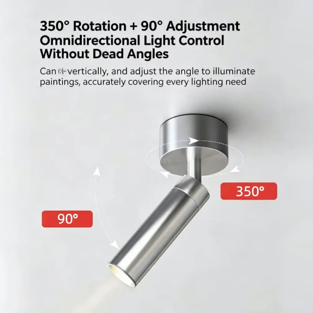 Minimalist Adjustable Spotlight with 350° rotation and 90° adjustment for perfect lighting control.